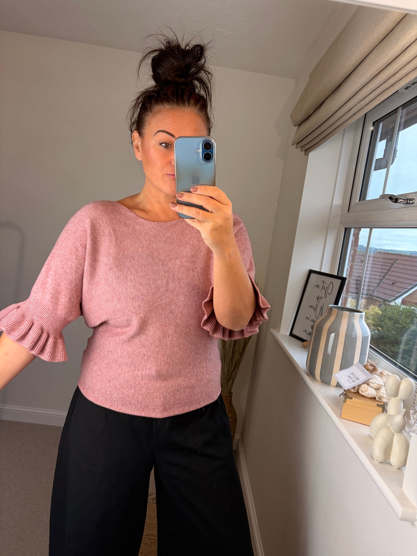 Flute Sleeve Jumper - Blush