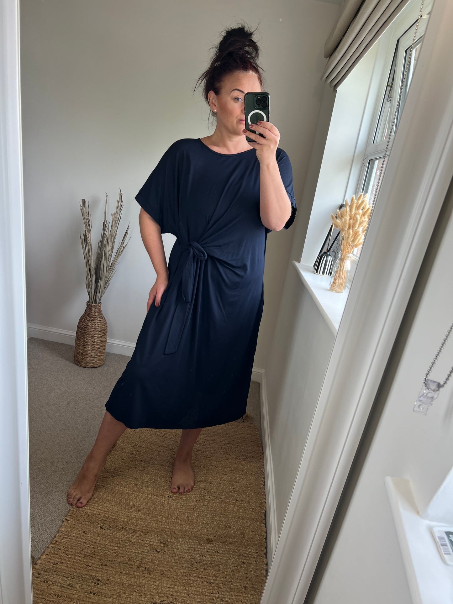 Tie Side Dress - Navy