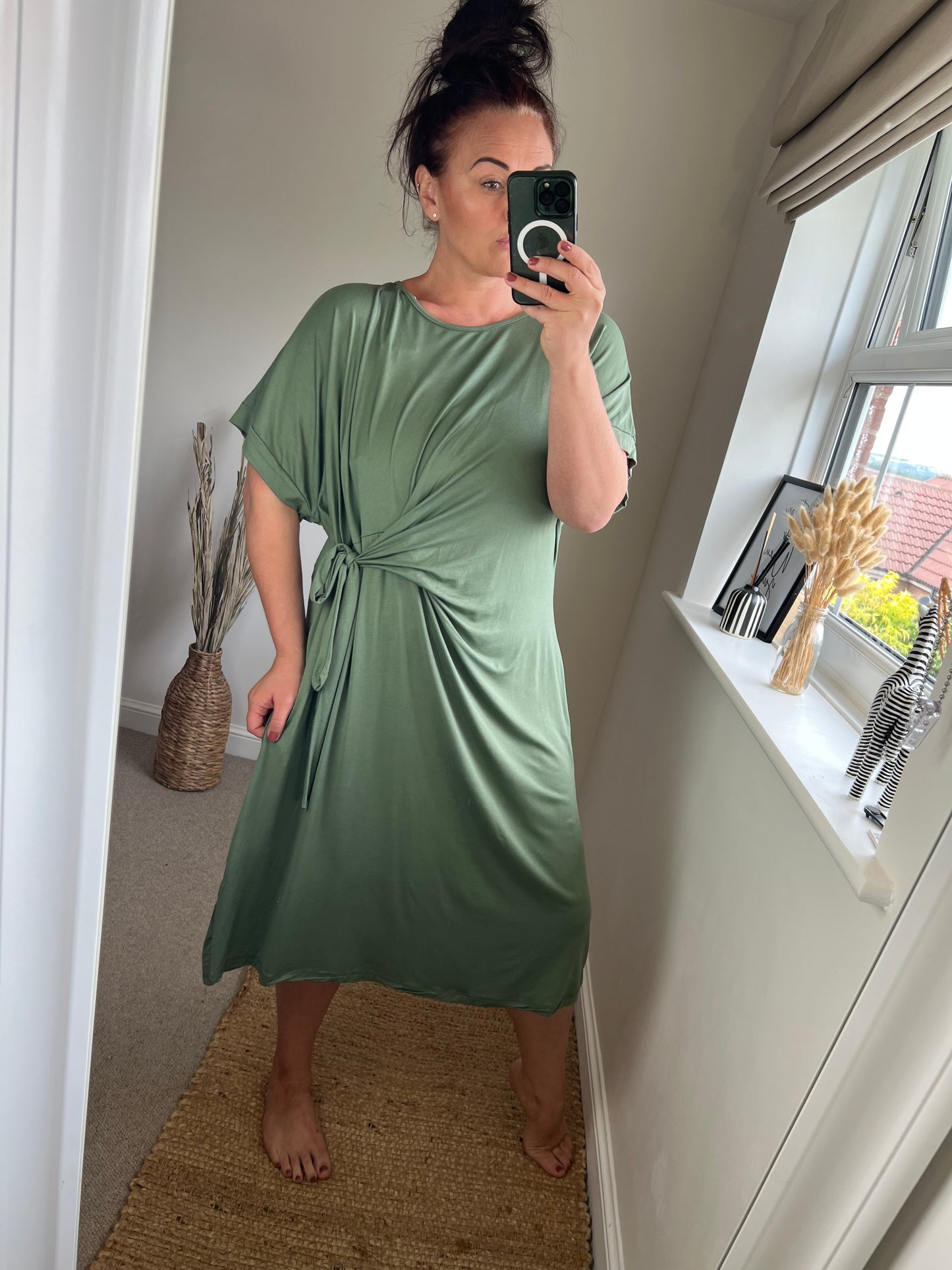 Tie Side Dress - Khaki
