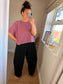 Needle Cord Barrel Leg Trousers - Black