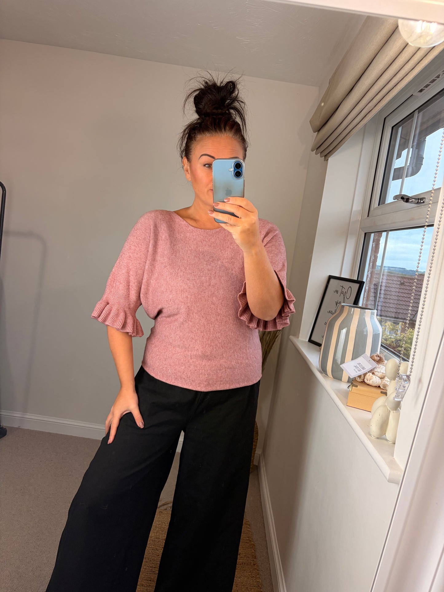 Flute Sleeve Jumper - Blush