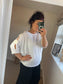Flower Cold Shoulder Top - White