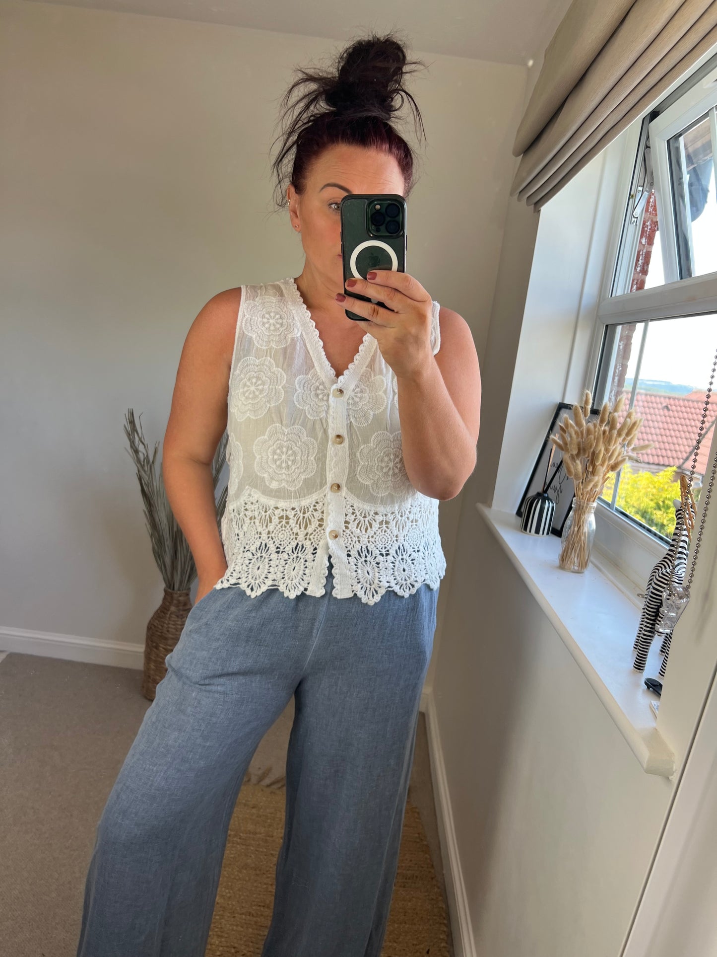 Crochet Lace Waistcoat- White