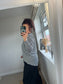Stretchy Striped Long Sleeve Top - Black