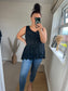 Embroidered Cotton Vest - Black