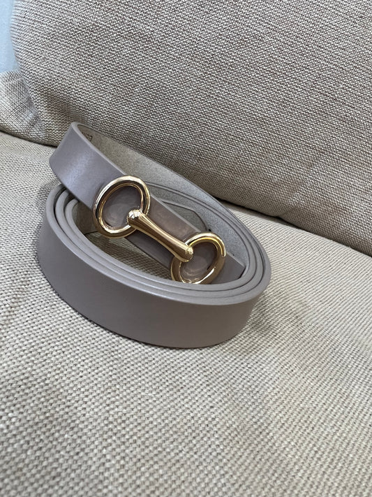 Leather Belt - Taupe with Gold Buckle