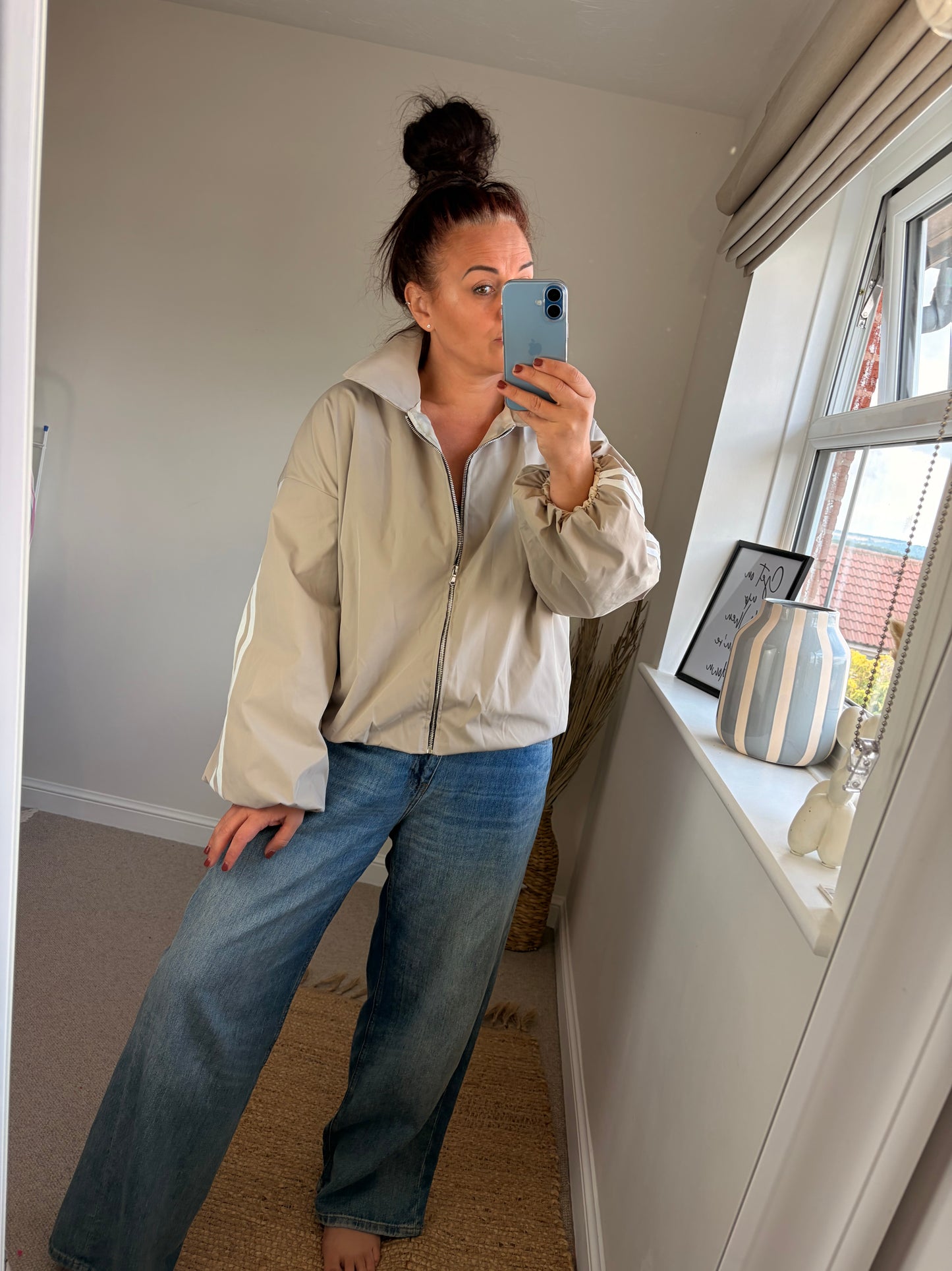 Stripe Bomber Jacket - Cream