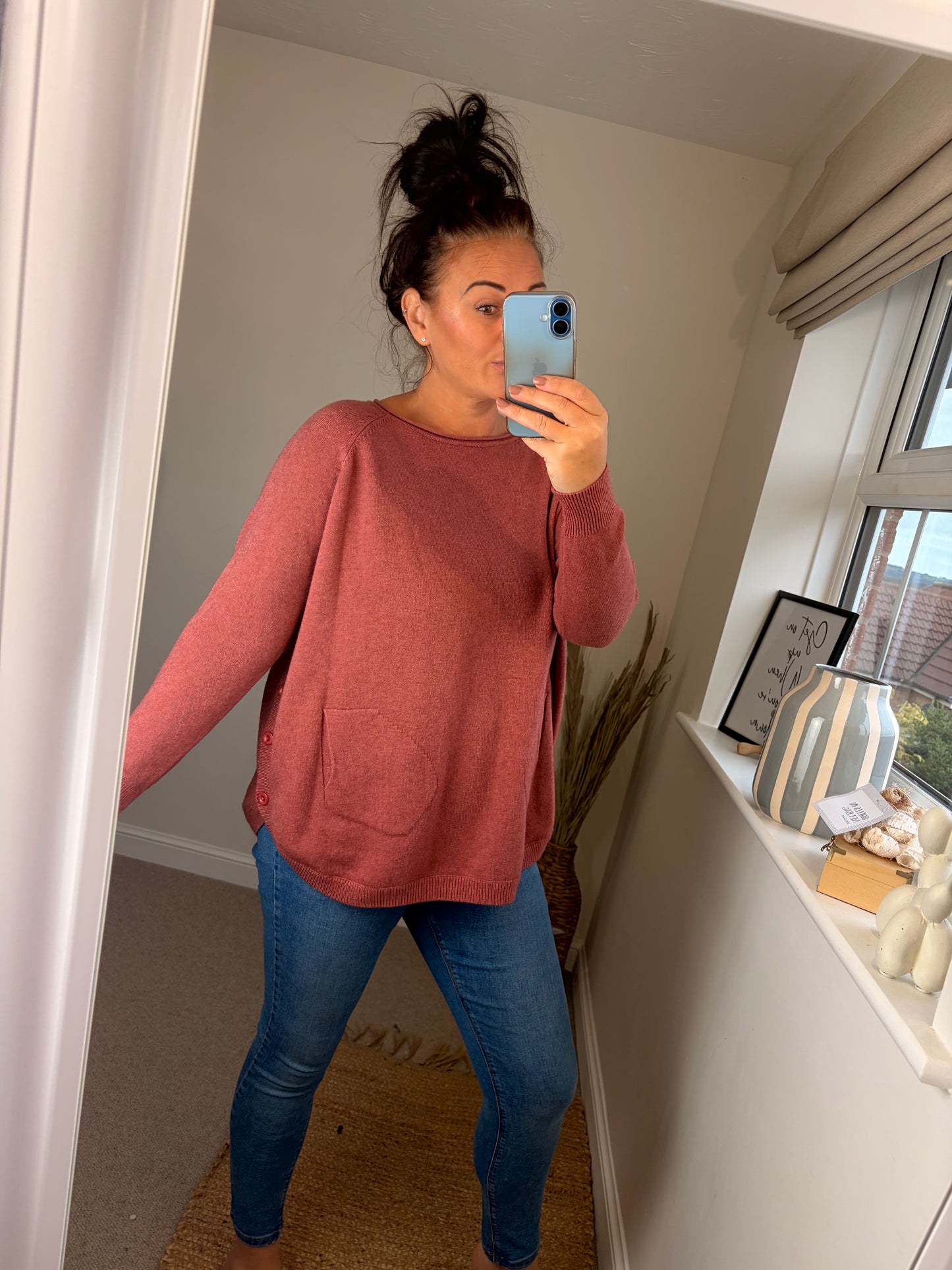 Button Side Jumper - Dusky Pink