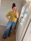 V Neck Three Quarter Jumper - Pistachio