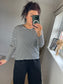 Stretchy Striped Long Sleeve Top - Black