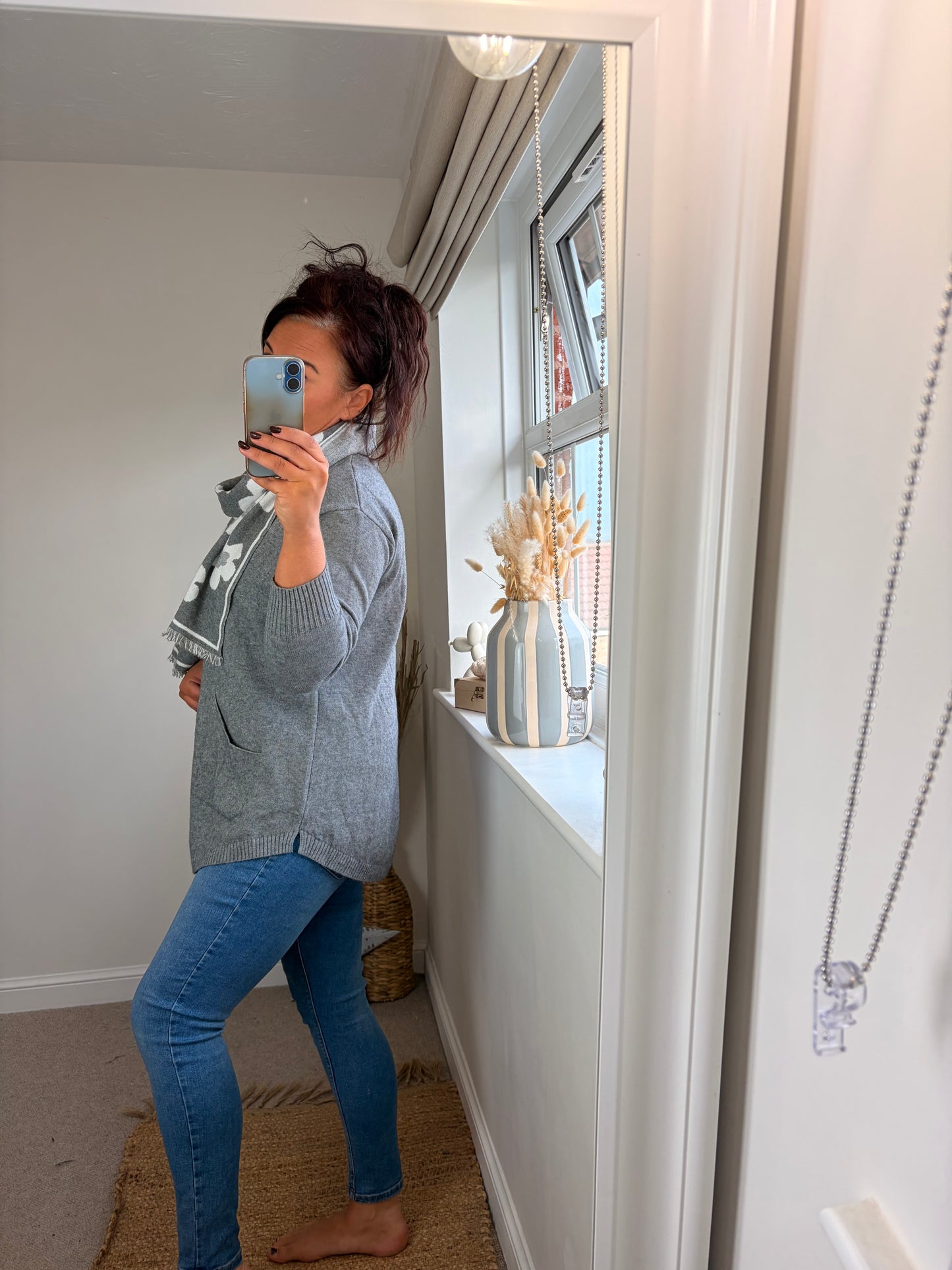 Jumper with Scarf - Grey