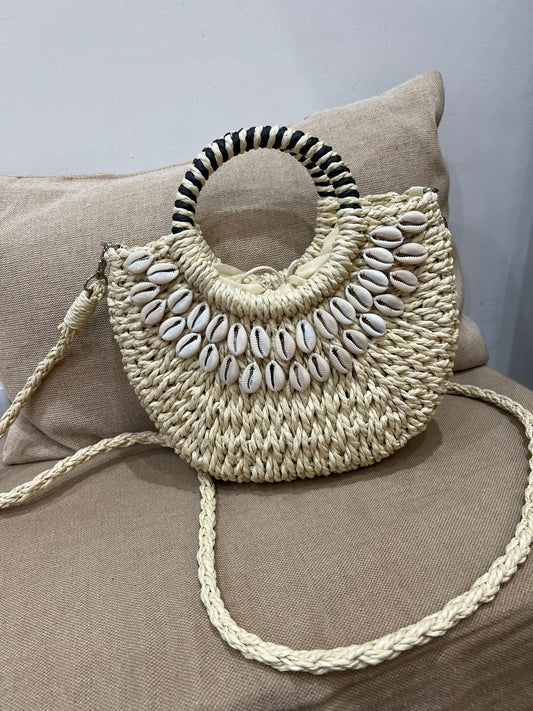 Straw Shell Bag - Cream