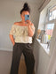 Broderie Anglaise Bardot Top - Beige