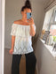 Broderie Anglaise Bardot Top - White