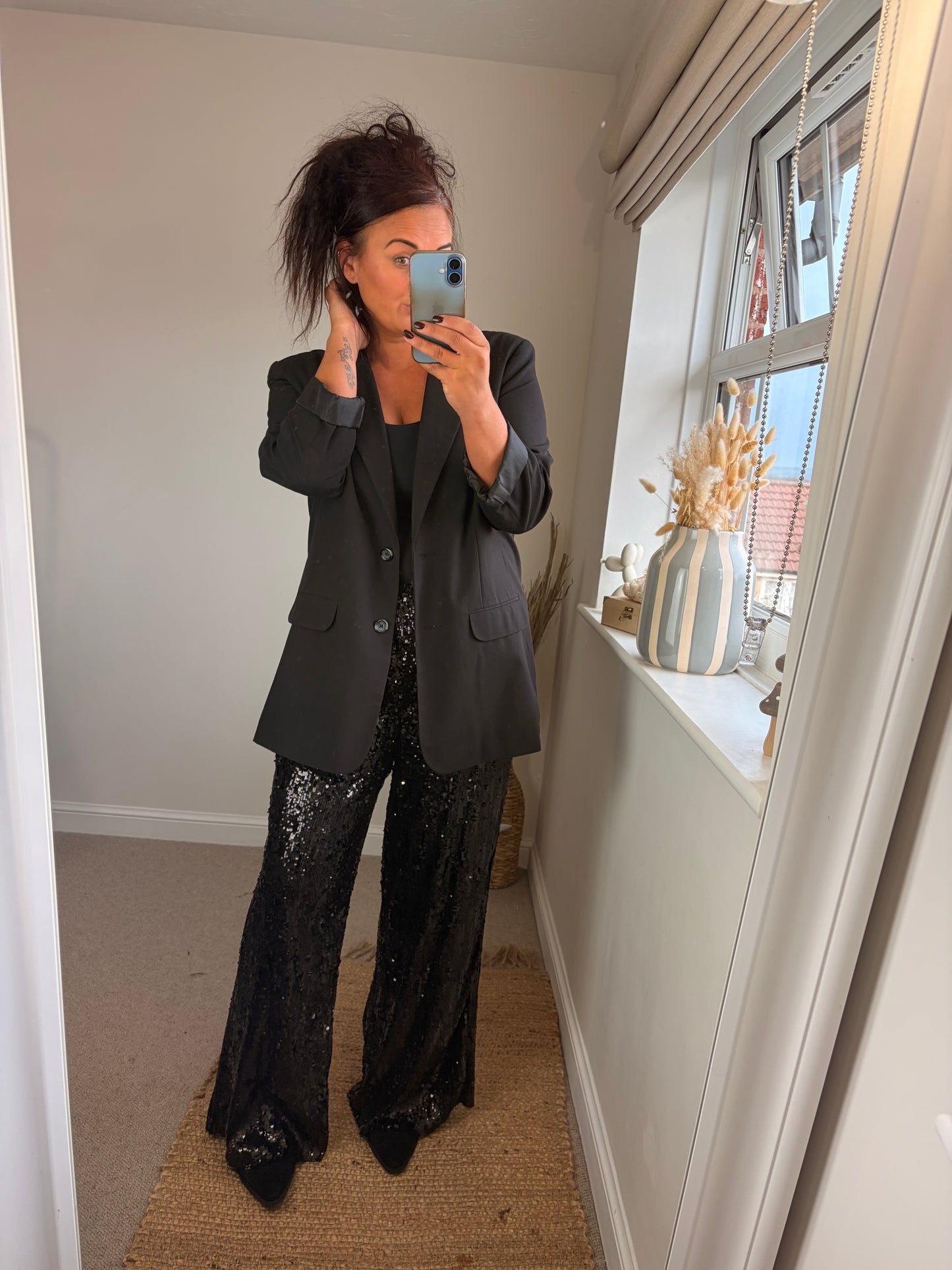 Sequin Trousers - Black