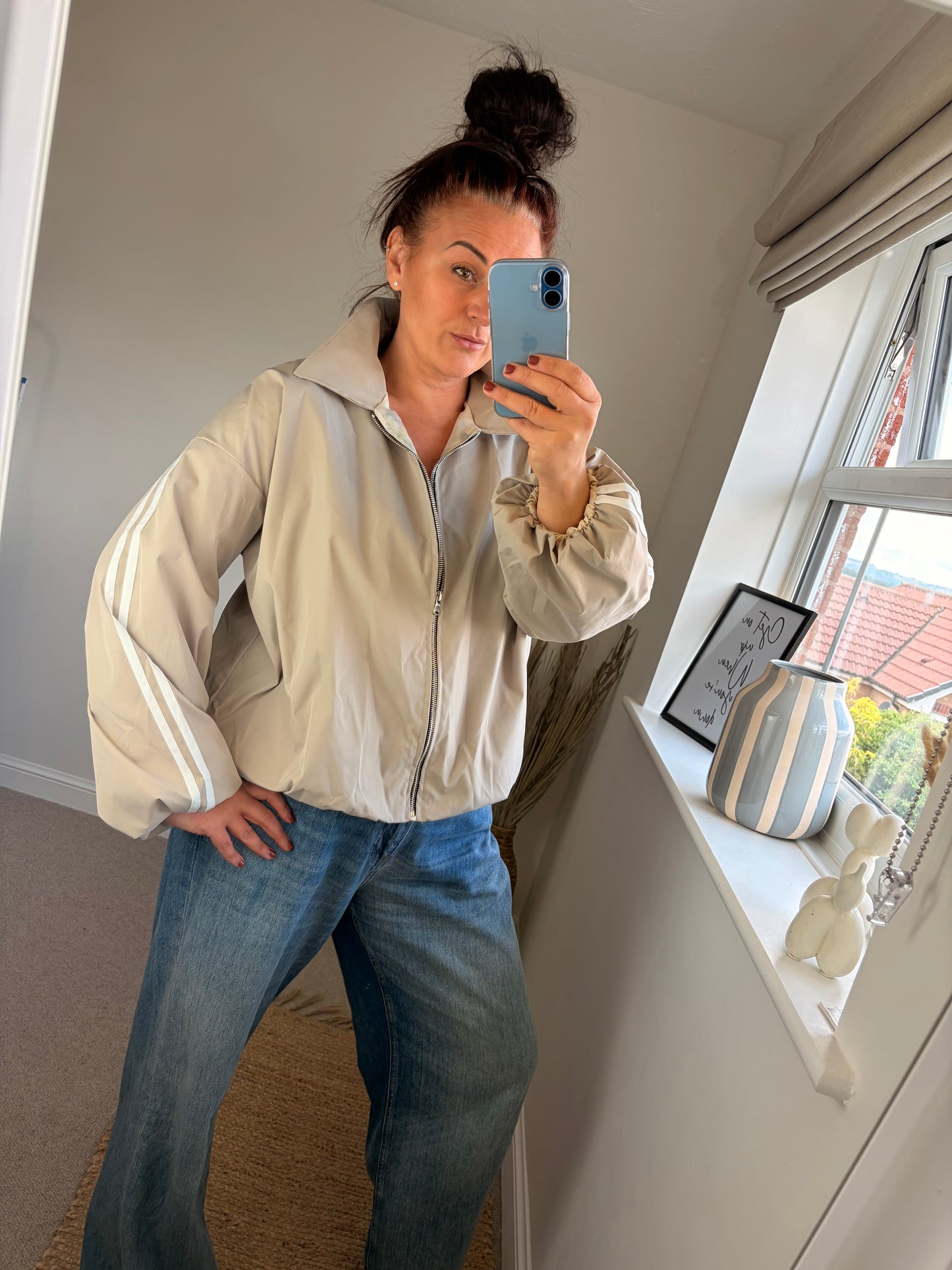 Stripe Bomber Jacket - Cream