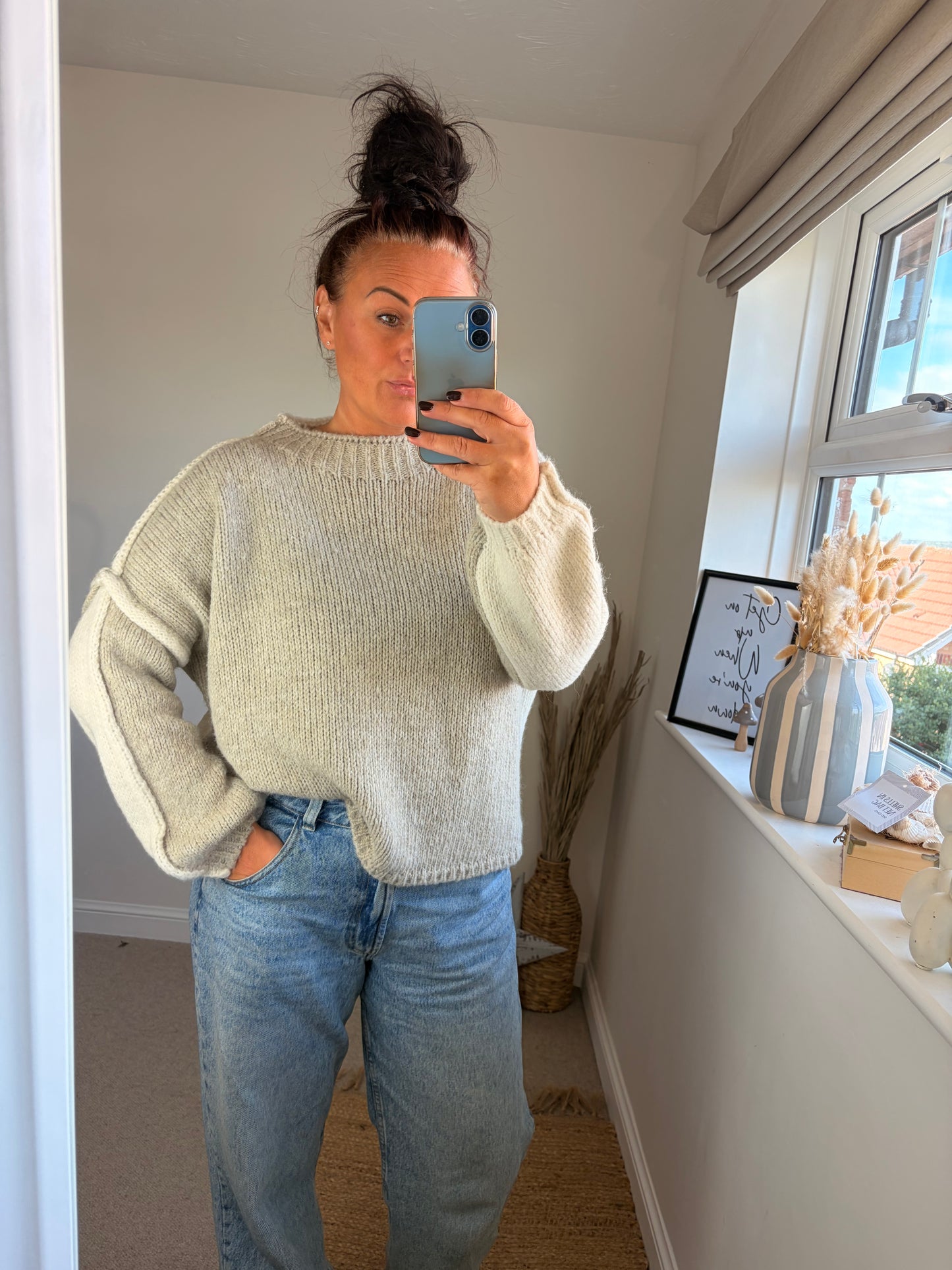 2-way Chunky Jumper - Beige/Cream
