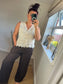 Crochet Lace Waistcoat- Cream