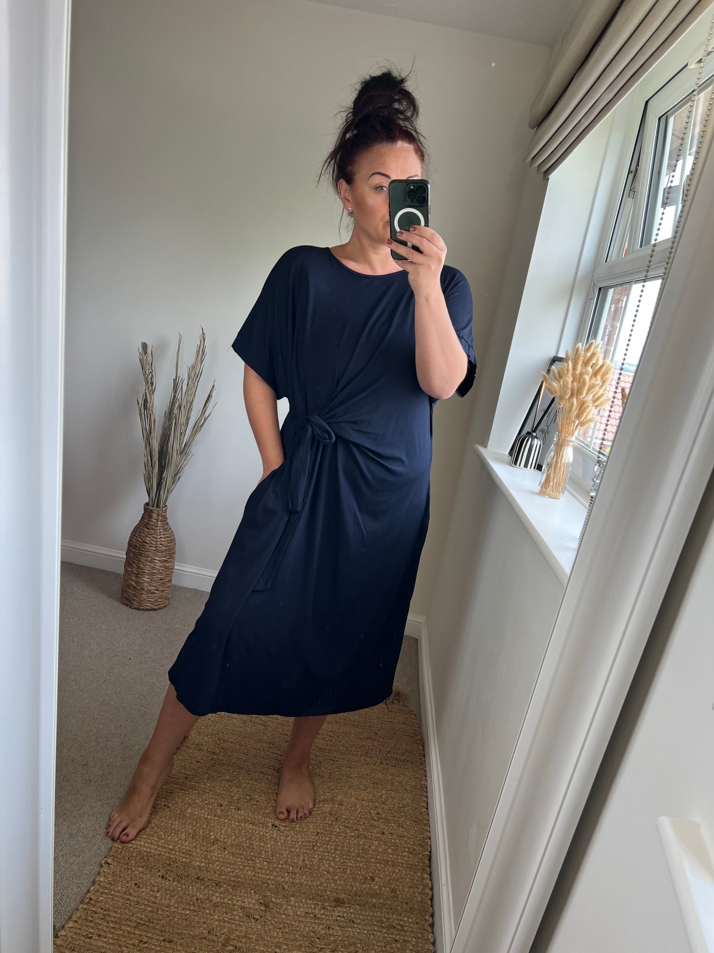 Tie Side Dress - Navy