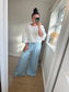 Denim Stripe Wide Leg Trousers