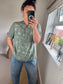 Cotton Shirt - Embroidered Khaki