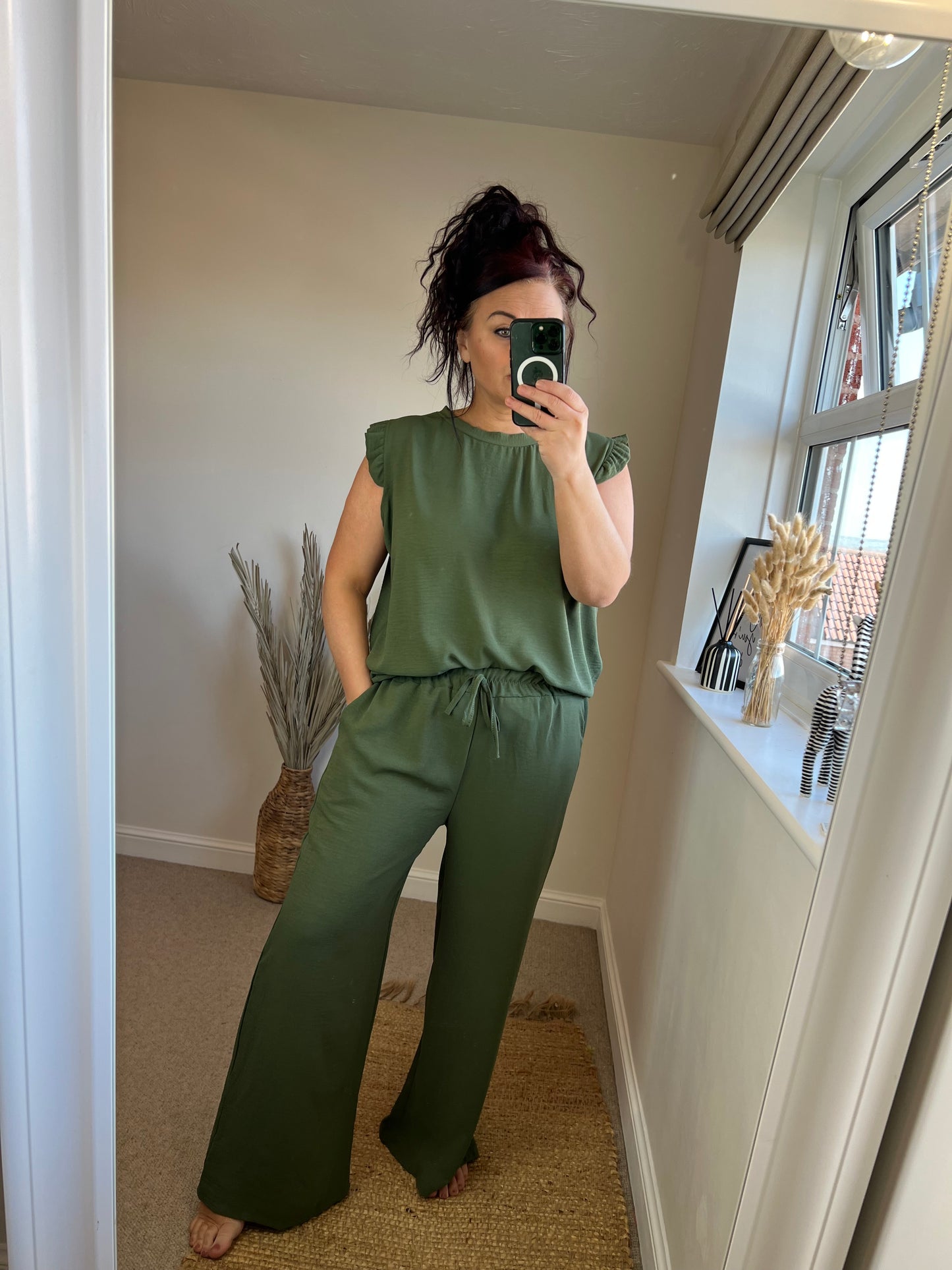 Frill Sleeve Top - Khaki