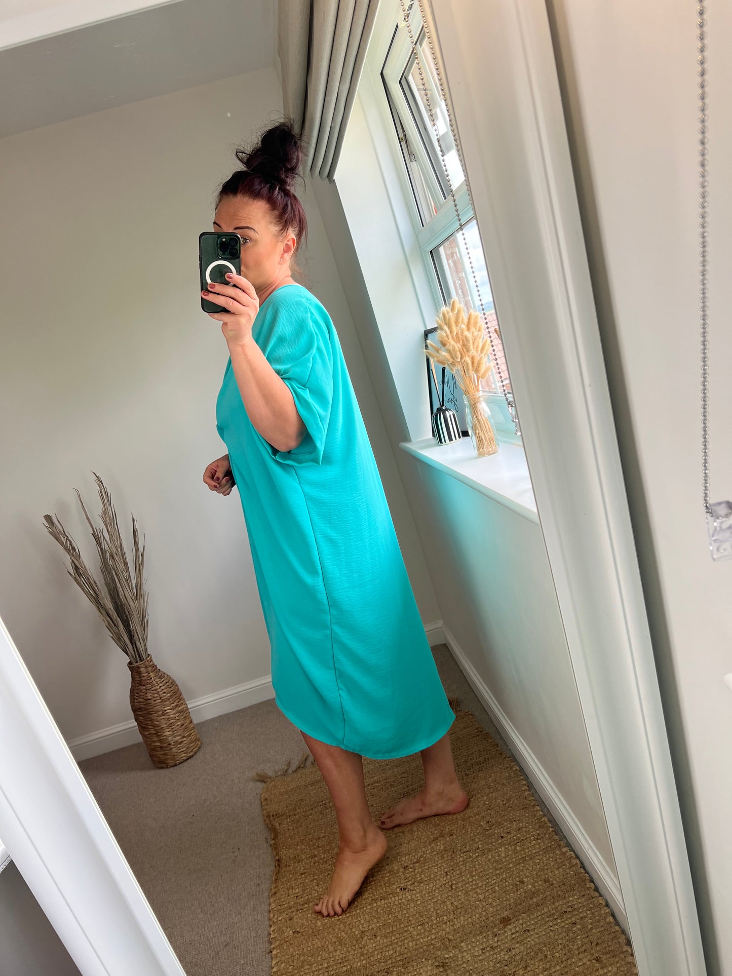 Twist Front Dress - Aqua