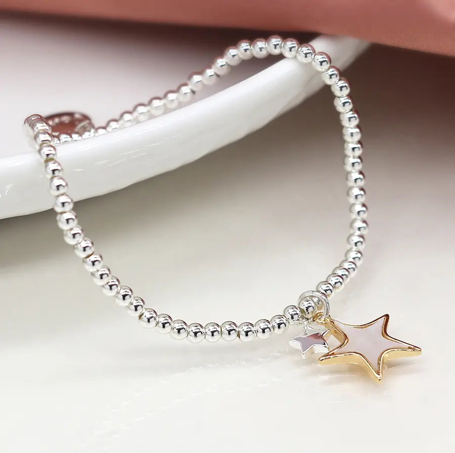 Peace Of Mind -  Silver Plated Bracelet with Double Star