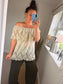 Broderie Anglaise Bardot Top - Beige