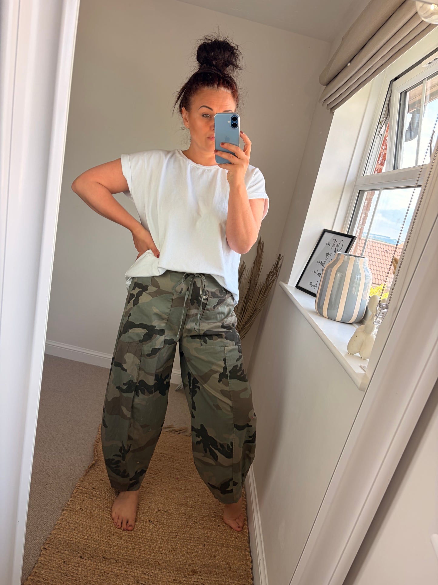 Camo Barrel Leg Trousers