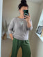 Fine Knit Sequin Heart Jumper - Mocha