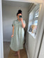 Stripe Cotton Midi Dress - Khaki