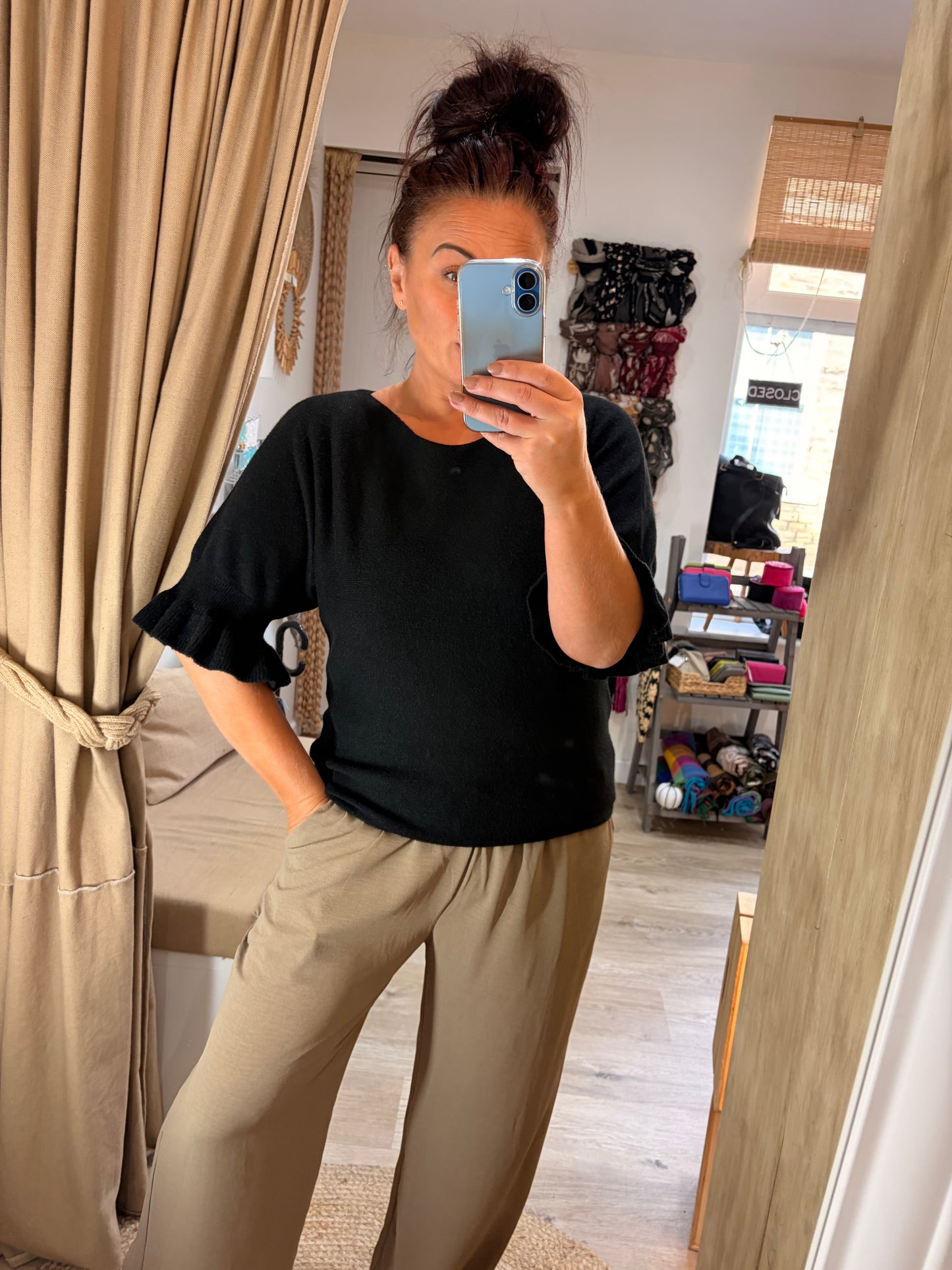 Flute Sleeve Jumper - Black