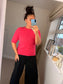 Crop Sleeve Jumper - Pink