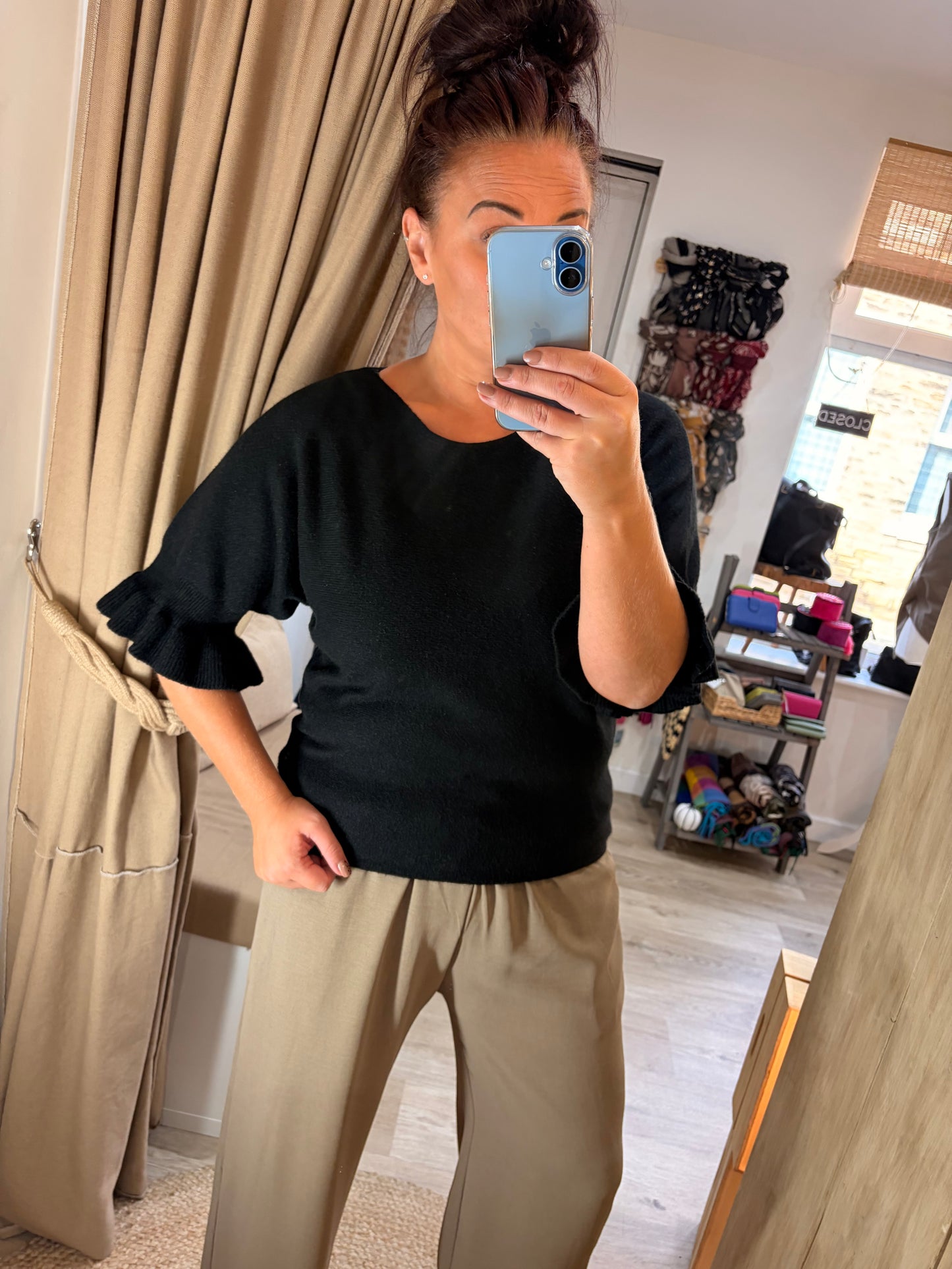 Flute Sleeve Jumper - Black