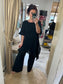 Linen Frill Tunic/Dress - Black