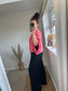 Waffle Button Top - Rose