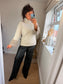 Faux Fur Cuffed Jumper - Cream