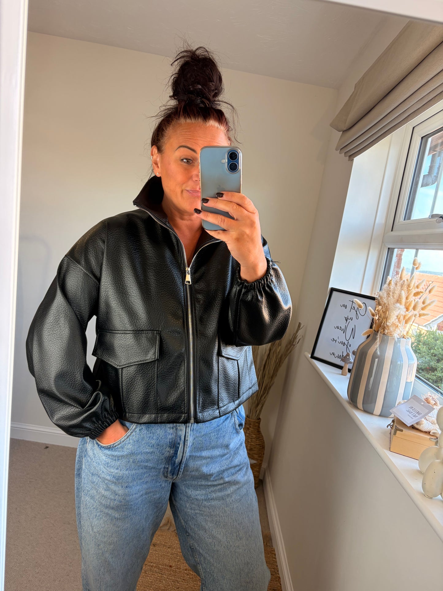 Faux Leather Jacket - Black