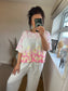 Cropped Sleeve Fine Knit Jumper - Leopard Pink
