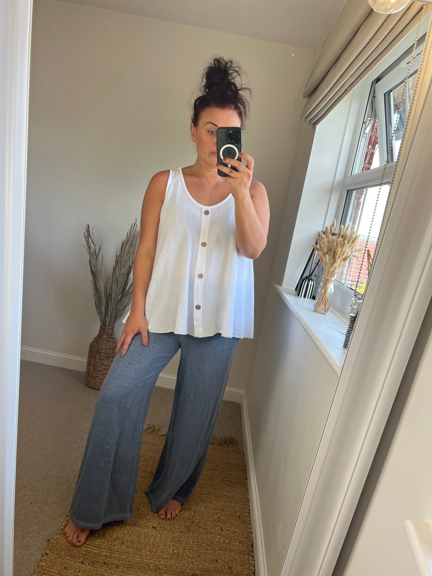 Linen Mix Vest - White