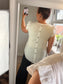 Button Back Frill Sleeve Top - White