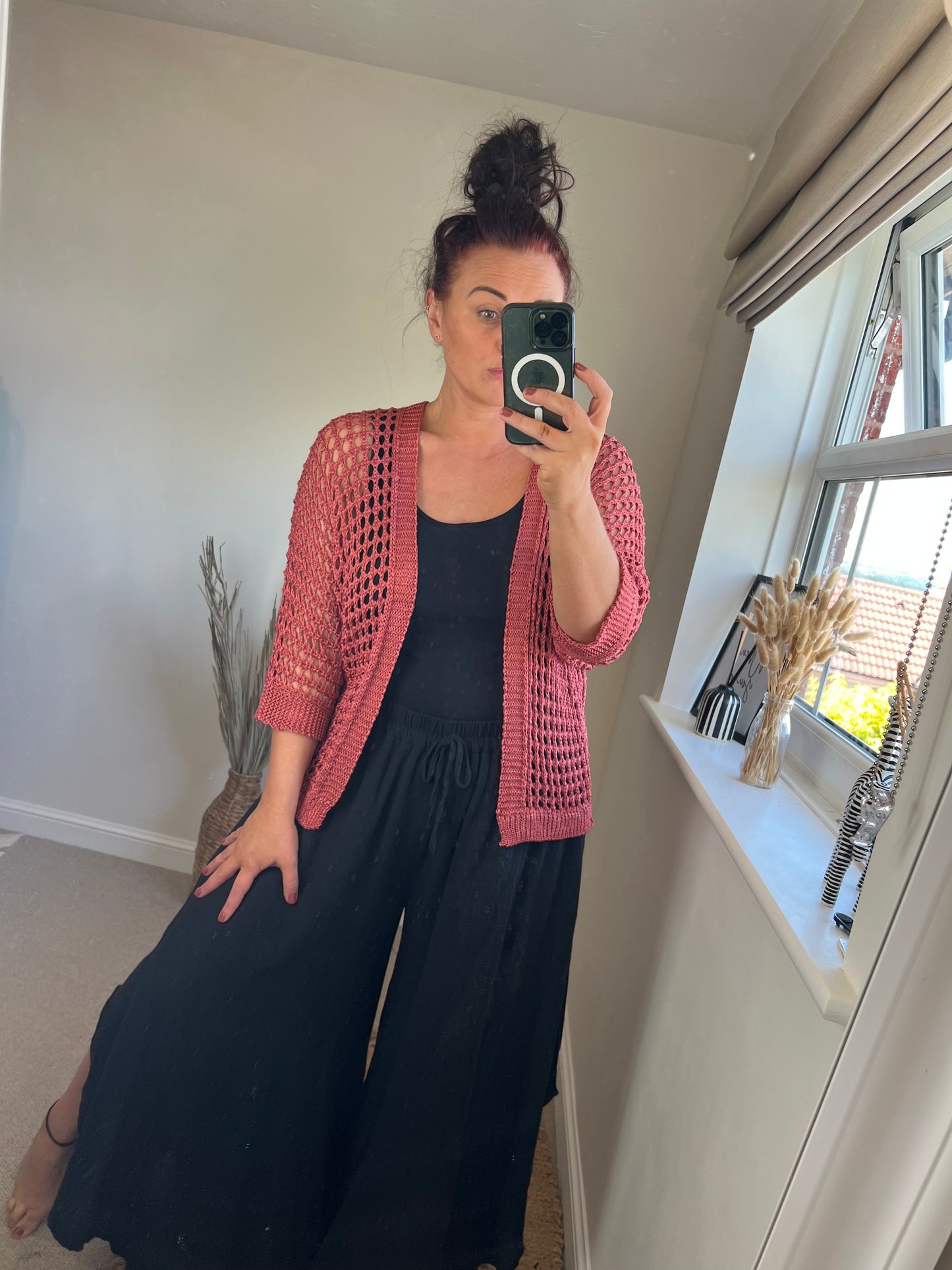 Crochet Open Cardi - Brick