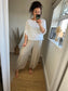 Barrel Leg Linen Mix Trouser - Stone