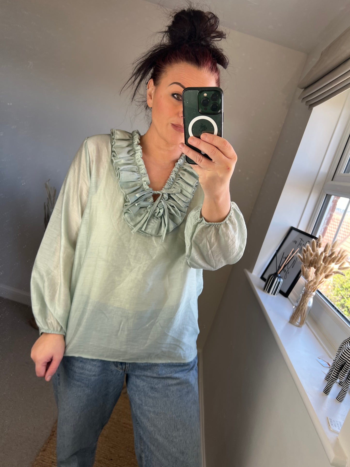 Ruffle Shirt - Sage