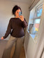 Ribbed Button Jumper/Cardigan - Chocolate