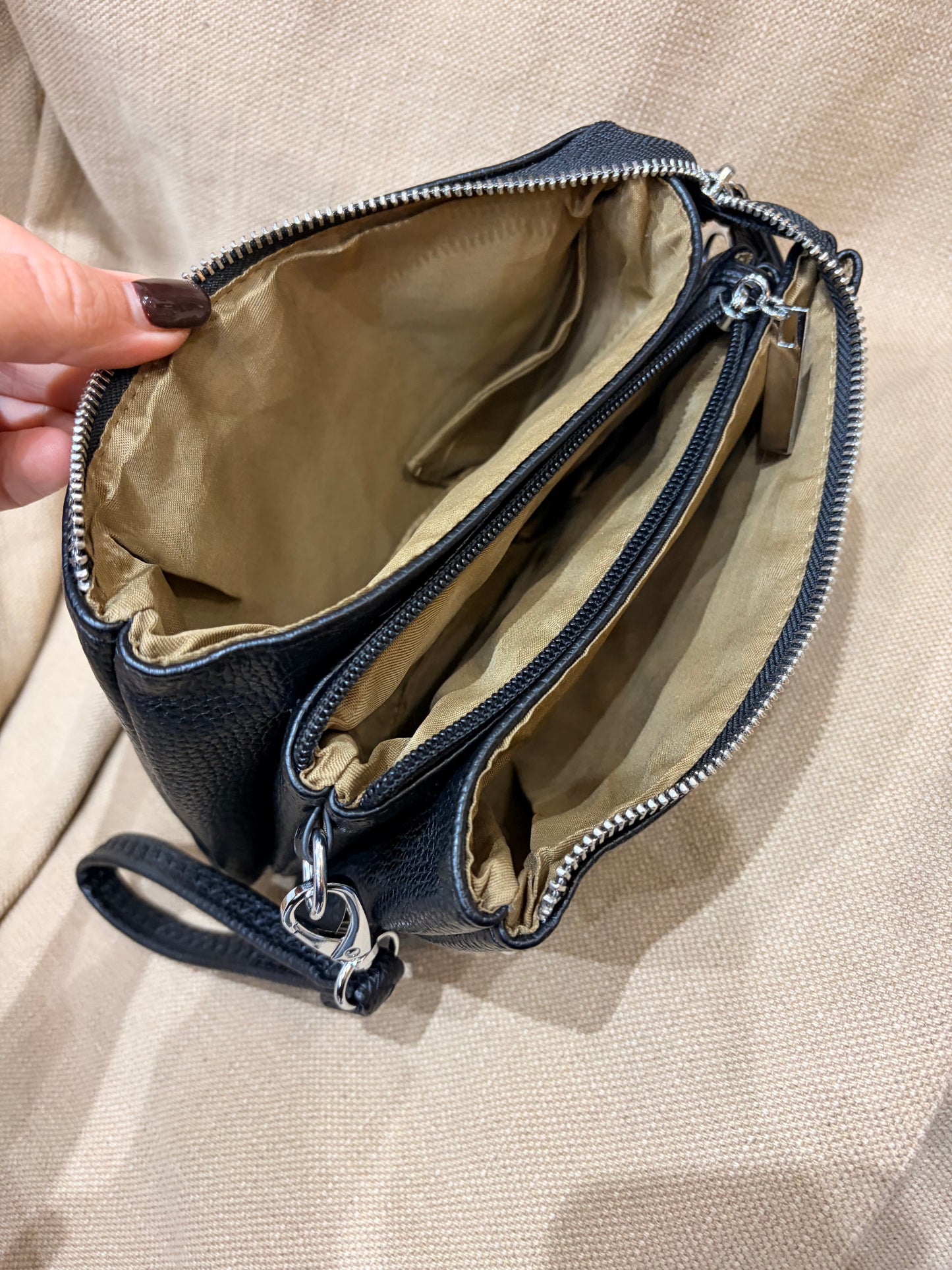 Triple Compartment Bag - Black