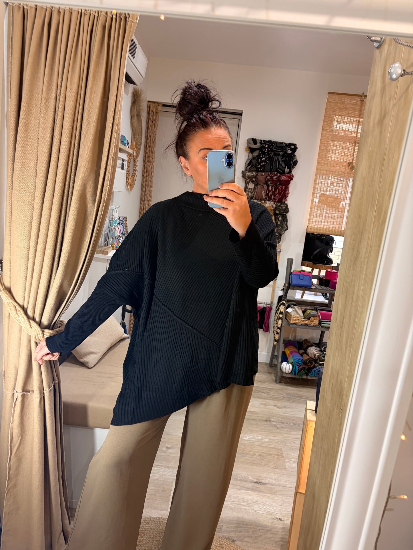 Ribbed Asymmetrical Jumper - Black