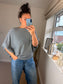 Batwing Fine Knit Jumper - Grey