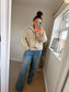 Stripe Bomber Jacket - Cream